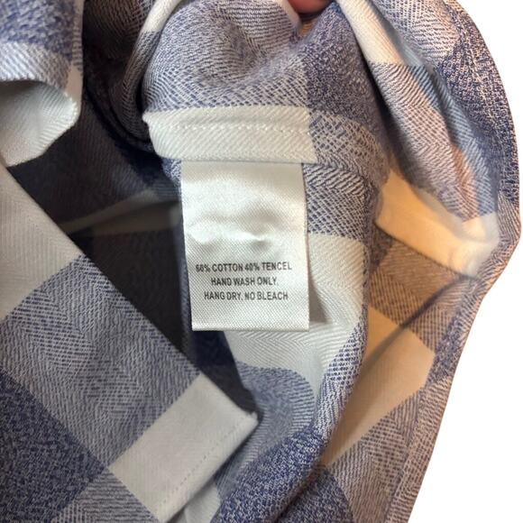 UNTUCKit Blue White Buffalo Check Button Down Shirt Cotton Tencel Size 2 - Picture 5 of 5
